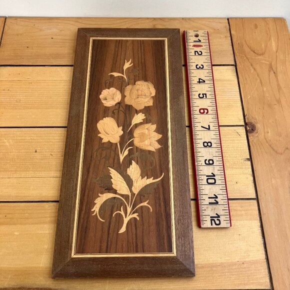 Flower Vine Wooden Marquetry Wall Hanging Floral Inlay Wood Picture Panel - Picture 3 of 4